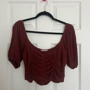 Burnt Orange Ruched Crop Top